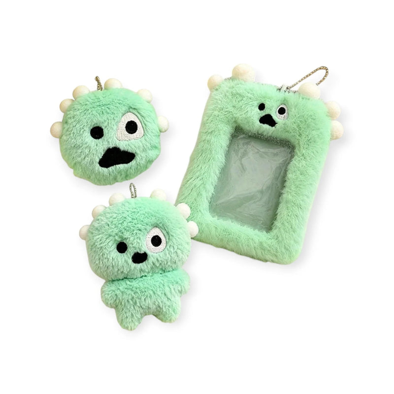 Green Plush Monster Photocard Holder Keychain